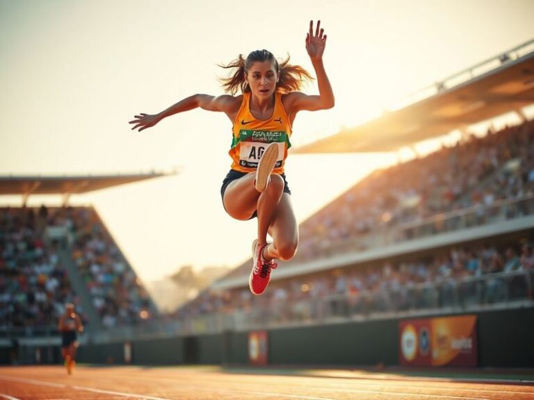 A candid portrait of Nadia Fares seated in a dimly lit studio, surrounded by film reels and open books, conveying her dual ro