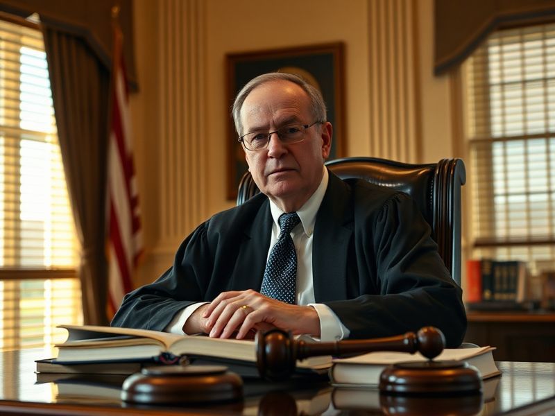 A formal portrait of Supreme Court Justice Samuel Alito in judicial robes, seated in a courtroom setting with a neutral backg