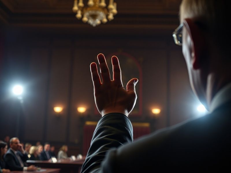 A split-screen image: on one side, a corporate boardroom with executives reviewing documents; on the other, an influencer rec