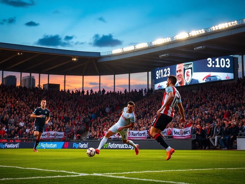 A high-energy shot of the Brentford vs Fulham match at Gtech Community Stadium, showing players in action with fans in the ba