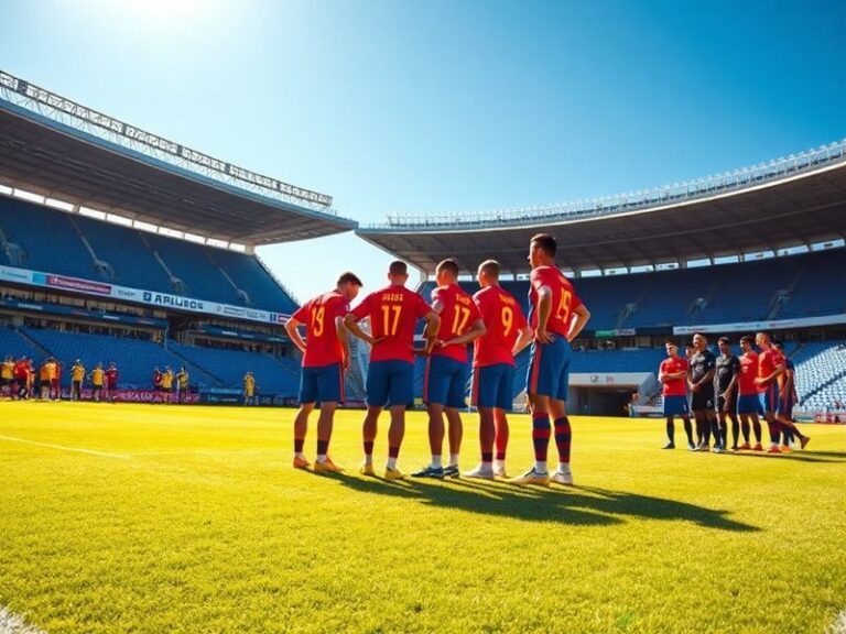 A mid-match shot from a Spain vs Ukraine game at a packed stadium, with Spanish and Ukrainian flags visible in the crowd, pla