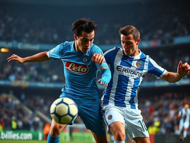 A dynamic action shot from Napoli vs Lazio at Stadio Diego Armando Maradona, showing Napoli’s players celebrating a goal with