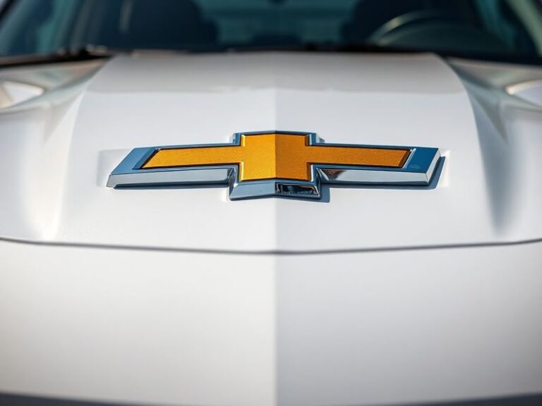 A split-image showing the evolution of the Chevrolet logo from 1913 to present day, with the classic gold bowtie on blue back