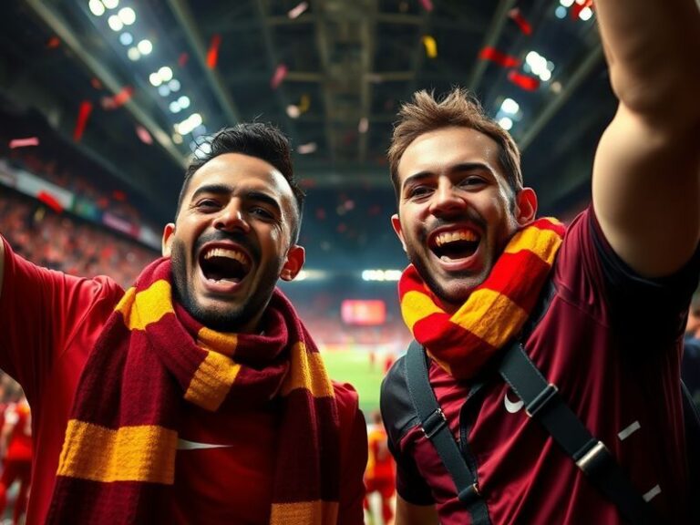 A vibrant scene at Eryaman Stadium during a Gençlerbirliği match, with fans waving scarves and banners under floodlights. In