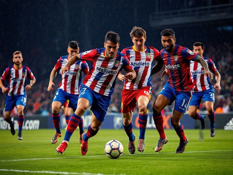 A tense moment in the Atlético Madrid vs Real Sociedad match at Metropolitano Stadium, showing Atlético's defenders closing i