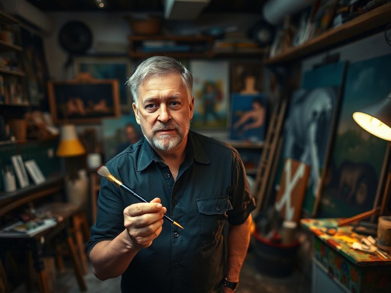 A dynamic action shot of Andrew Novak in a modern training facility, surrounded by screens displaying performance data, with