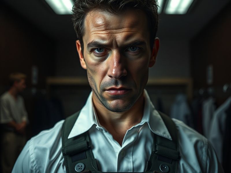 Pellegrino Matarazzo in a dark suit and light blue shirt, standing on the sideline of a packed stadium during a Bundesliga ma
