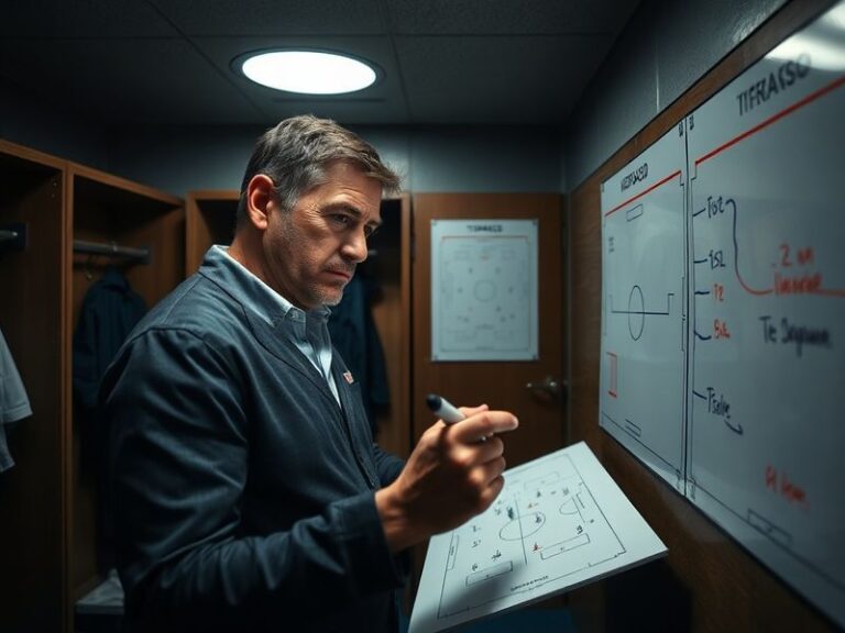 A dynamic action shot of Pellegrino Matarazzo on the touchline at Hoffenheim, gesturing intensely during a match. He wears a