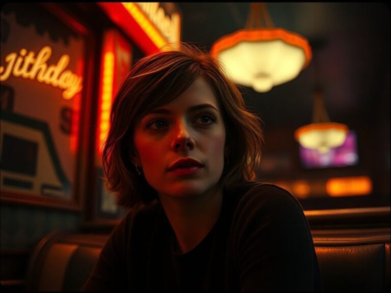 Carey Mulligan in a contemplative pose, wearing a period costume with soft lighting highlighting her expressive face, evoking