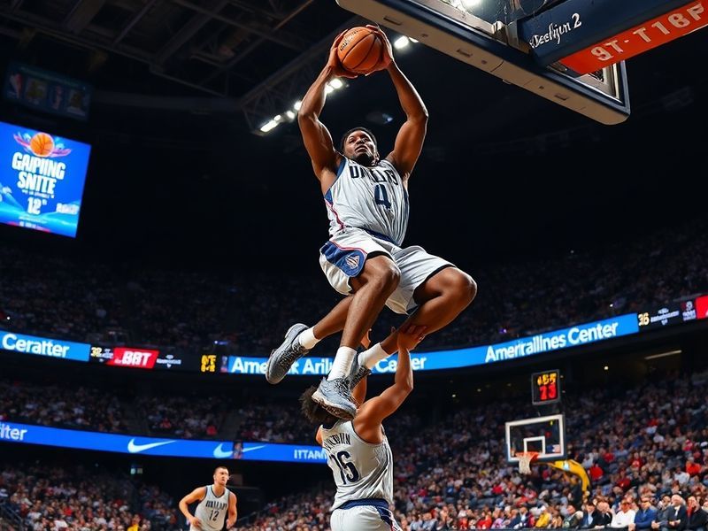 A dynamic action shot of Dorian Finney-Smith in a Dallas Mavericks jersey, mid-defensive stance with focused intensity, playi