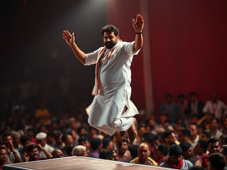 A split-image showing Pawan Kalyan in a dynamic action pose from one of his films on the left, and in a formal political sett