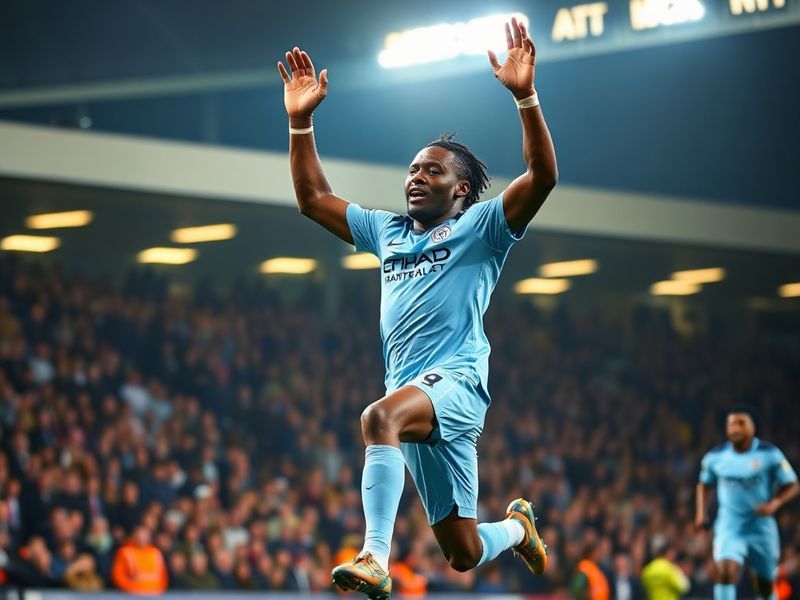A dynamic action shot of Frank Onyekah in mid-action for Coventry City, wearing the Sky Blues kit, during a competitive match