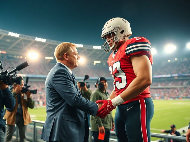 A split-screen image showing the Giants' draft war room with coaches and scouts reviewing player film, juxtaposed with the dr