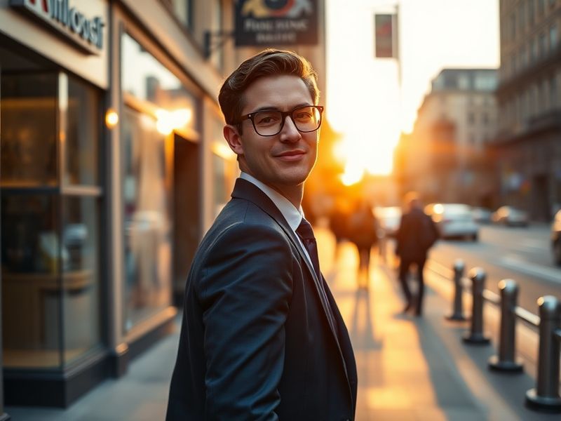 A dynamic split-screen image: one side shows Drew Scharnowski working at a laptop with multiple social media feeds visible on