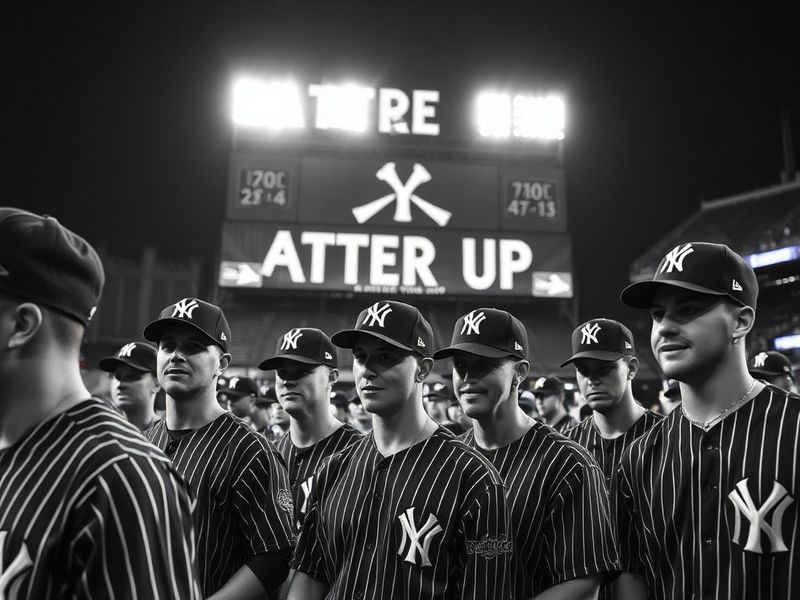 A split-screen image showing the Yankees and Royals logos side by side, with a classic 1980s baseball stadium in the backgrou