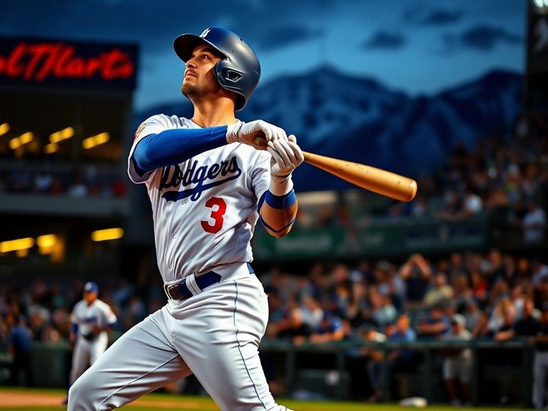 A split-screen image of Dodger Stadium at night with the Dodgers' pitching mound on one side and Coors Field on the other, sh
