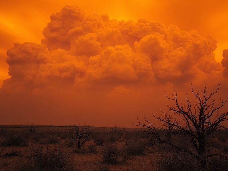 A firefighter in protective gear monitors a wildfire from a safe distance as dry brush burns in the background. The scene sho