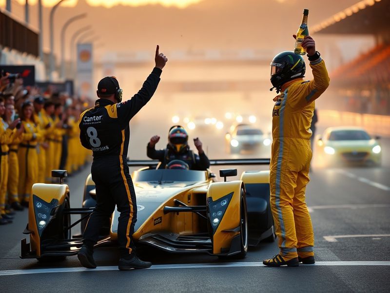 A dynamic action shot of Higgins Carter mid-competition, intense focus on his face, surrounded by a futuristic arena with hol