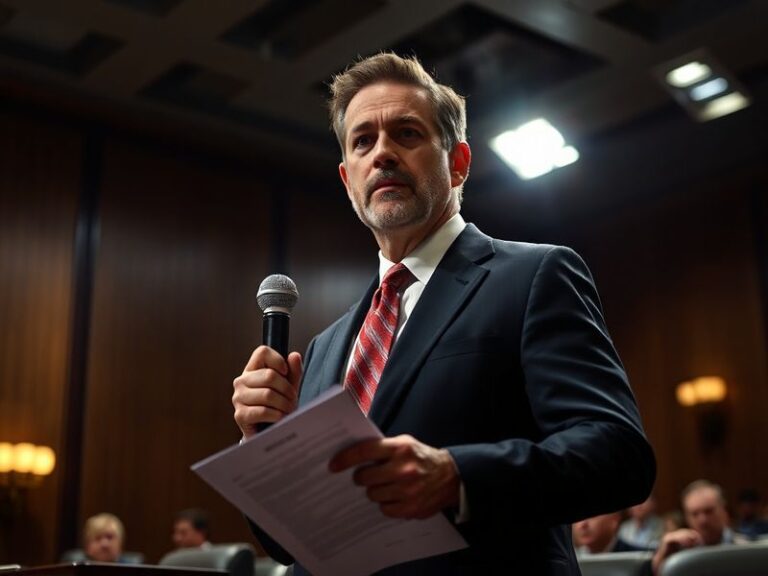 A portrait of Michael Waltz in military uniform, standing in a modern office setting with digital screens displaying global s