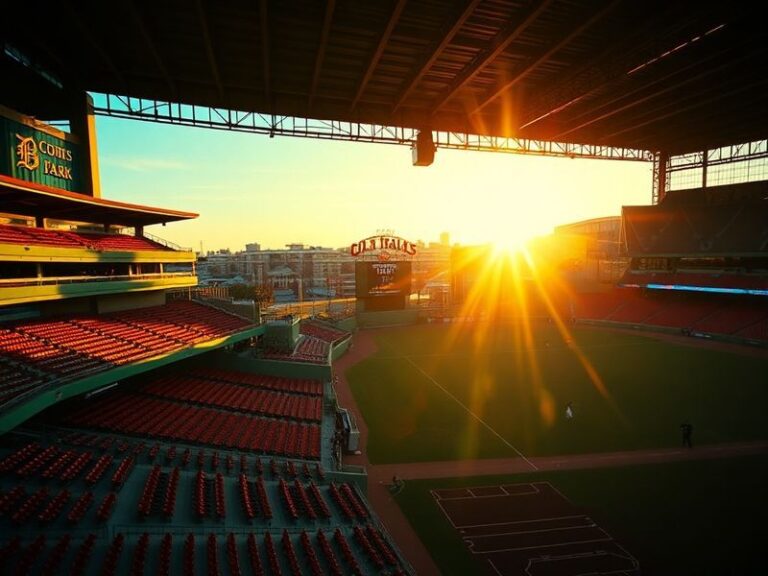 A split-screen image showing two scenes: a Tigers player at bat in Comerica Park and a Red Sox player in Fenway Park, with a