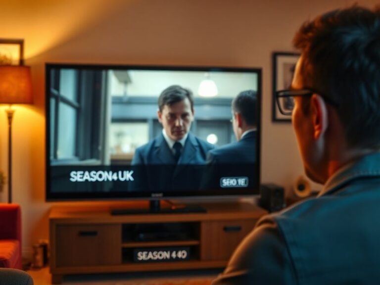 A UK living room with a smart TV displaying a Formula 1 race, surrounded by streaming devices like a smartphone, tablet, and