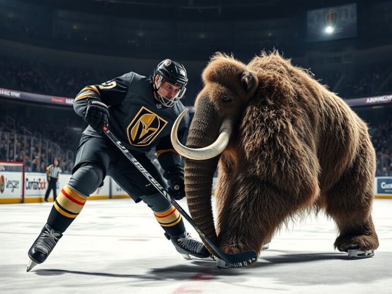 A split-screen image showing a fast-paced Golden Knights offensive rush on the left and a composed Avalanche defensive play o