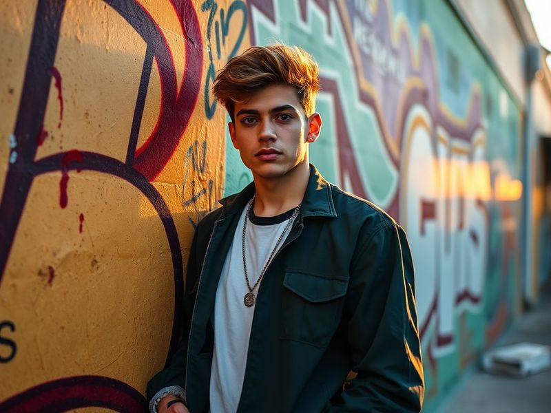 A dynamic concert photo of Ryan Castro performing on stage, bathed in colorful stage lights, with a crowd of diverse fans rai