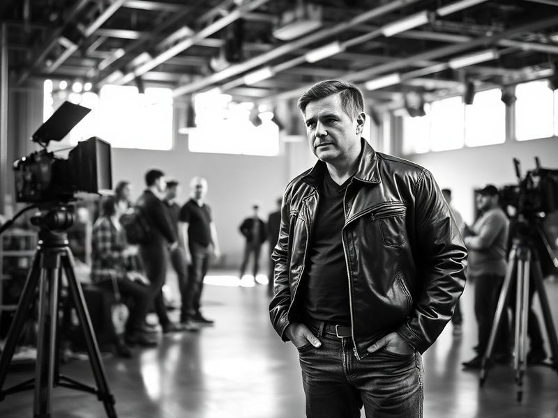 A split-image composition showing Patrick Muldoon in a 1990s TV role on the left (wearing a suit) and in a soccer uniform on