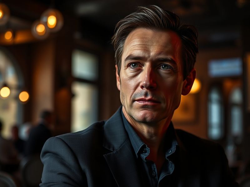 A professional headshot of Patrick Muldoon in his 30s, dressed in a casual yet stylish outfit, set against a neutral backgrou