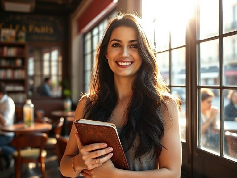 A dynamic studio portrait of Mara Flavia surrounded by her vibrant mixed-media artworks, including neon installations and dig