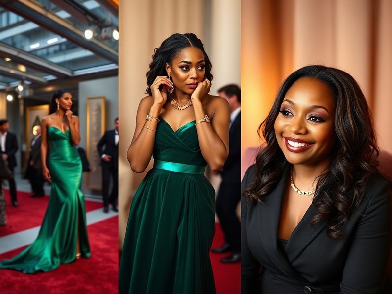 A vibrant studio portrait of Taraji P. Henson in a stylish blazer, exuding confidence and warmth. She stands against a neutra