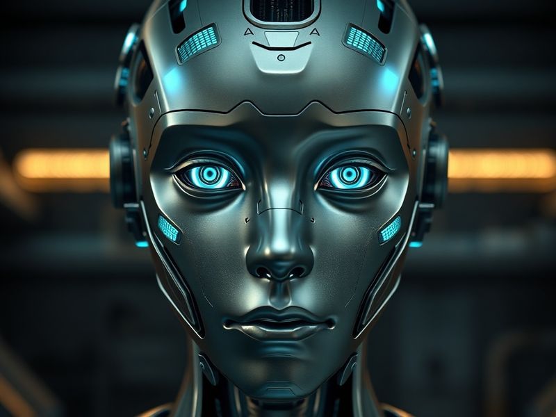 A sleek, futuristic digital interface with a glowing AI assistant named 'Claude' displayed on a holographic screen. The setti