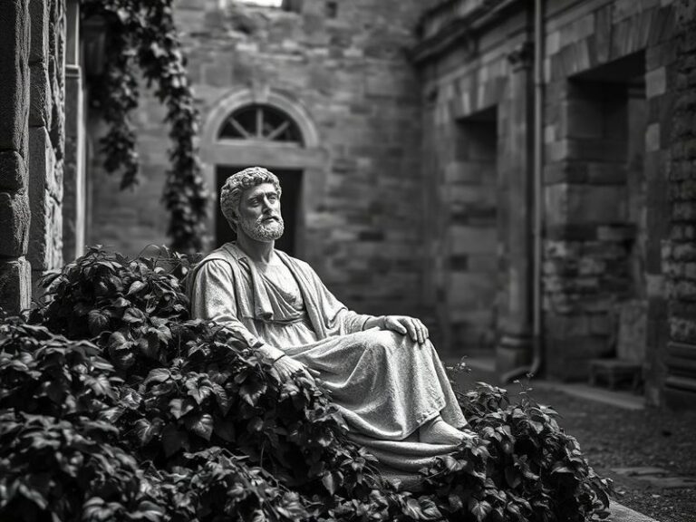 A sleek, futuristic workspace featuring a glowing AI interface on a computer screen, surrounded by notes and a coffee cup. Th