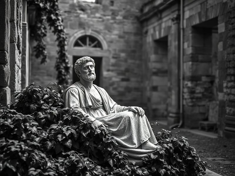 A sleek, futuristic workspace featuring a glowing AI interface on a computer screen, surrounded by notes and a coffee cup. Th