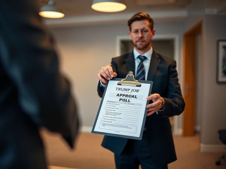 A split-screen image showing Donald Trump speaking at a rally on one side, with a crowd of supporters, and on the other side,