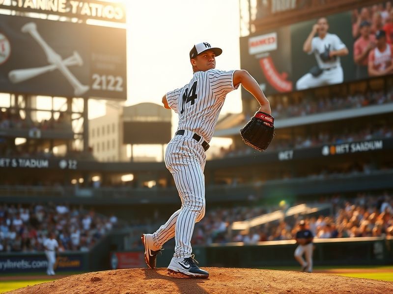 A dynamic action shot of Sonny Gray mid-pitch on the mound, wearing his Minnesota Twins uniform, with a blurred stadium backg