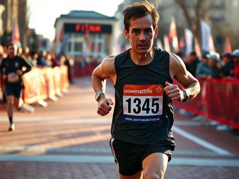 A dynamic digital dashboard showing a live Boston Marathon tracker interface with a map, runner avatars, and split times disp