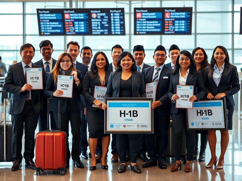 A diverse group of professionals in a modern office setting, with a focus on a woman in a headscarf collaborating with collea