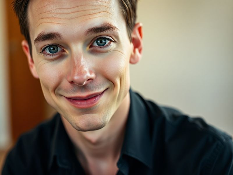 A well-lit portrait of Jim Parsons in a thoughtful pose, wearing a dark blazer over a patterned shirt. The background is soft
