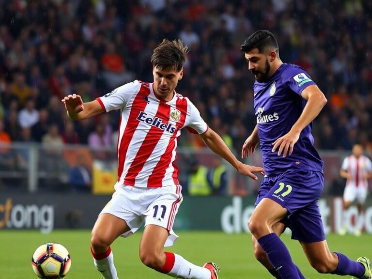 A vibrant stadium scene at Stadio Via del Mare or Stadio Artemio Franchi, capturing the intense atmosphere with passionate fa