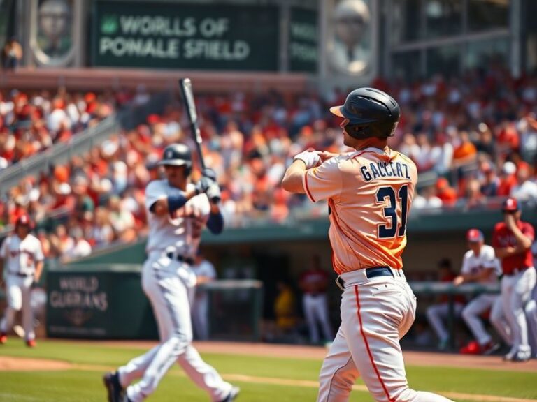 A split-screen image showing the Houston Astros and Cleveland Guardians dugouts during a tense playoff game, with the Astros'