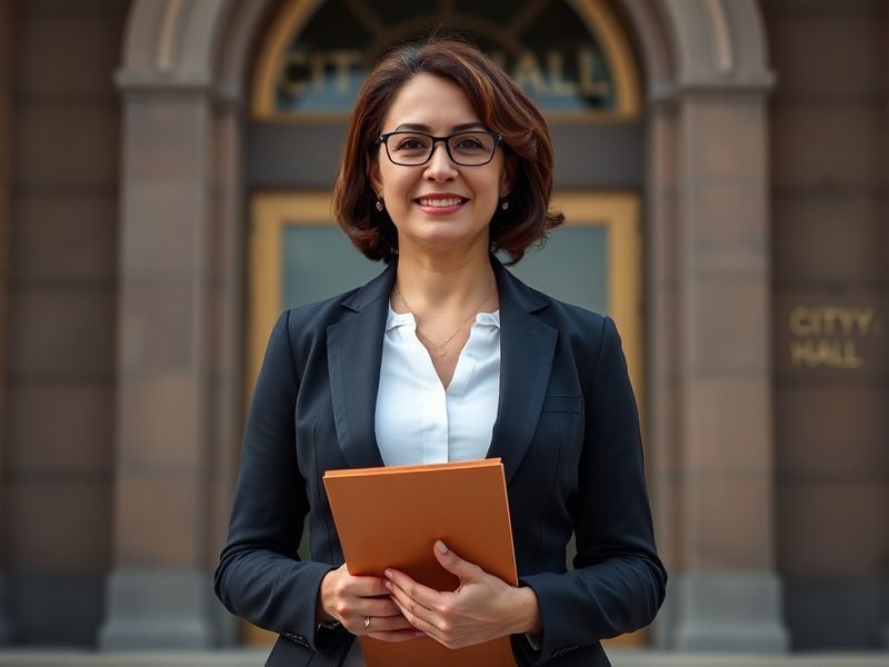 A professional headshot of Lori Chavez-DeRemer speaking at a podium, with an American flag in the background. She is dressed