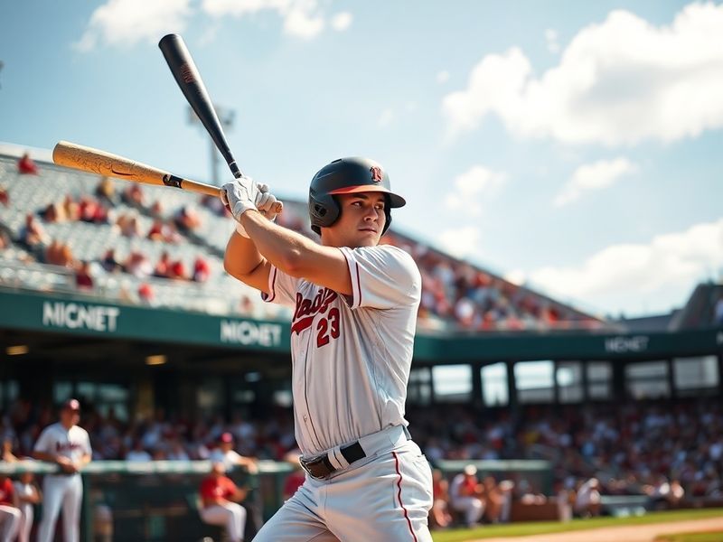 A dynamic action shot of Jake Fraley in a Cincinnati Reds uniform, crouched behind home plate with a glove extended, set agai