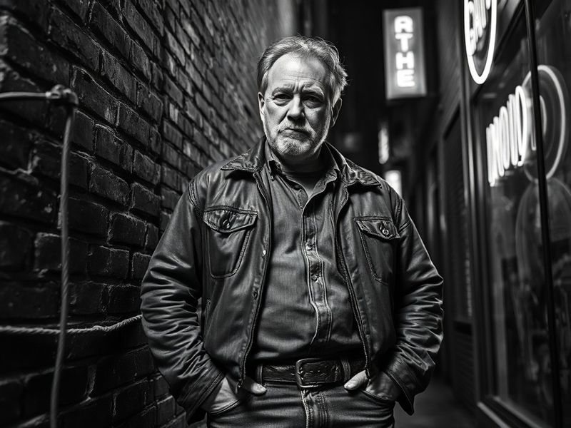 A close-up of a muted-toned digital illustration featuring layered text and abstract shapes, set against a soft, dimly lit ba