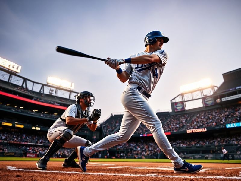 A split-screen image showing Mookie Betts making a diving catch in the outfield on one side, and Freddie Freeman hitting a ho