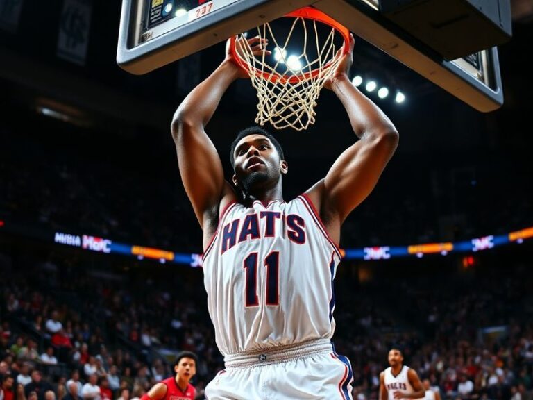 Tim Hardaway Jr. mid-game, dribbling past a defender in a sold-out arena, wearing a dark jersey with the Dallas Mavericks log