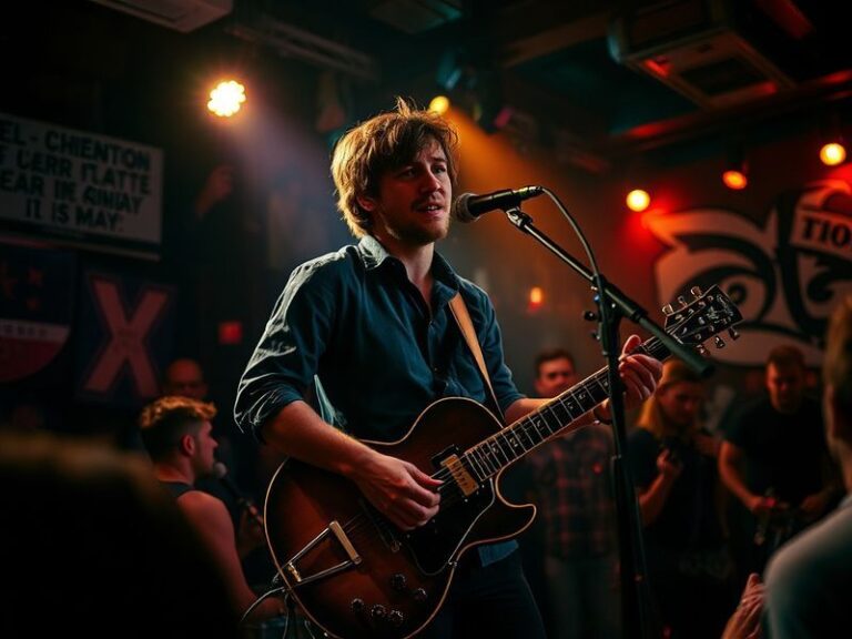 A dynamic photo of Ethan Page mid-match in a brightly lit indie wrestling ring, with a smartphone mounted on a tripod in the