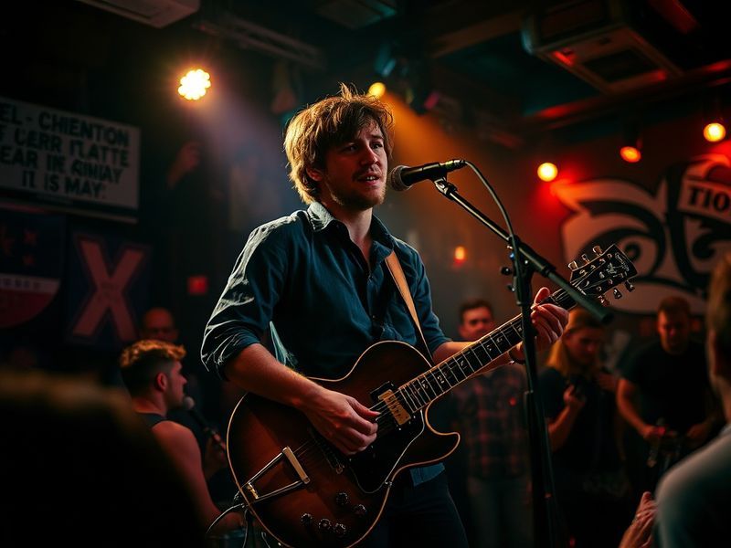 A dynamic photo of Ethan Page mid-match in a brightly lit indie wrestling ring, with a smartphone mounted on a tripod in the
