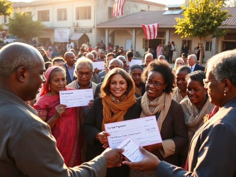 A split-image visual: one side shows a bustling city skyline with modern infrastructure, the other side depicts a struggling