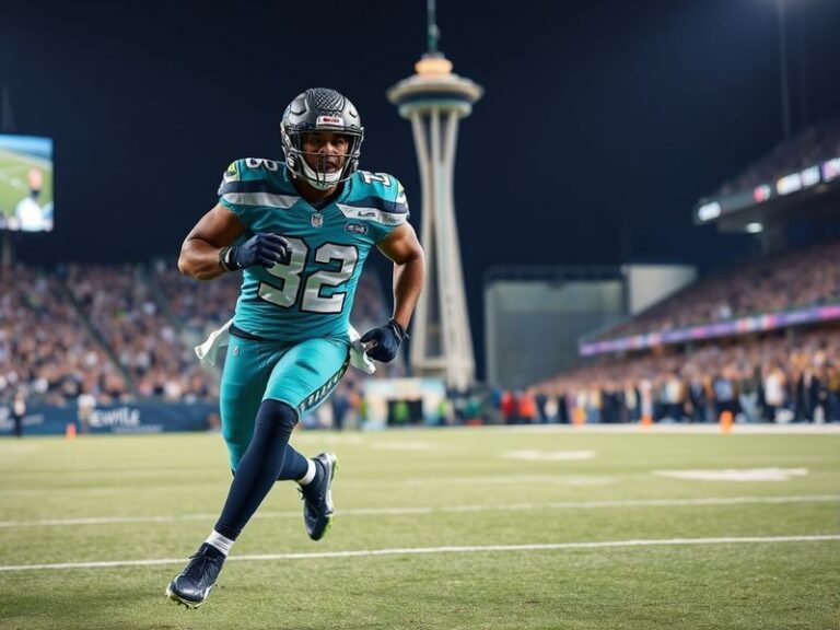 A vibrant image of Seattle Seahawks fans cheering in Lumen Field, showcasing team colors and the energetic atmosphere of a ga